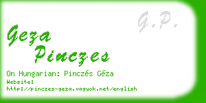 geza pinczes business card
